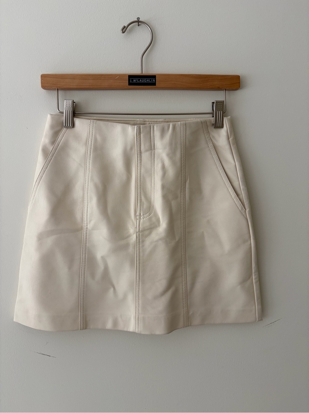 Zara Cream Leather Mini Skirt